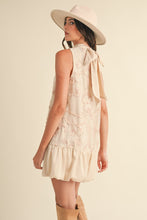 Load image into Gallery viewer, Kataleya Embellished Mixed Media Bubble Hem Mini Dress