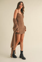 Load image into Gallery viewer, Briella Soft Sleeveless Tube Mini Dress and Cardigan Set in Brown