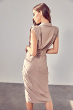 Load image into Gallery viewer, Sleeveless Button Front Tie Dress