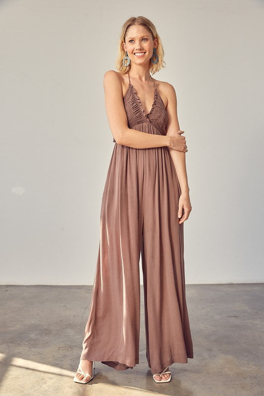 Cacao store Halter Neck Back Tie Jumpsuit