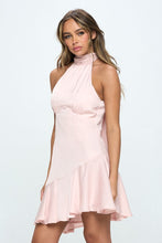 Load image into Gallery viewer, Halter Neck Satin Mini Dress