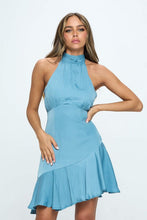 Load image into Gallery viewer, Halter Neck Satin Mini Dress