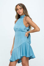 Load image into Gallery viewer, Halter Neck Satin Mini Dress