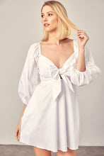 Load image into Gallery viewer, Tie Front Puff Sleeve Romper Dress