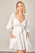 Load image into Gallery viewer, Tie Front Puff Sleeve Romper Dress