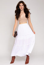 Load image into Gallery viewer, Elastic Waist Merrow Edge Tiered Midi Skirt