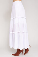 Load image into Gallery viewer, Elastic Waist Merrow Edge Tiered Midi Skirt