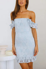 Load image into Gallery viewer, Ruffle Lace off The Shoulder mini Bodycon Dress