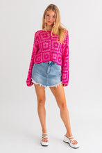 Load image into Gallery viewer, Long Sleeve Crochet Top