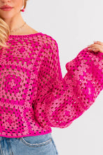 Load image into Gallery viewer, Long Sleeve Crochet Top