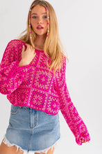 Load image into Gallery viewer, Long Sleeve Crochet Top