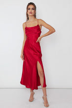 Load image into Gallery viewer, Ella Satin Side Slit Midi Dress