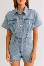 Load image into Gallery viewer, Short Sleeve Denim Romper