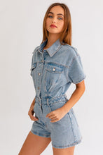 Load image into Gallery viewer, Short Sleeve Denim Romper