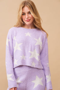 Emery Cozy Lounge Set: Sweater with Matching Pants - Lavender