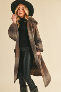 Nelly Hooded Wool Coat Cardigan