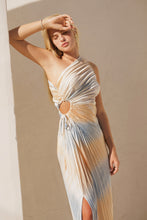 Load image into Gallery viewer, Desert Mist Pleated Asymmetrical Maxi Dress