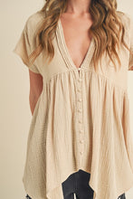 Load image into Gallery viewer, Florise Button Down Linen Babydoll Blouse