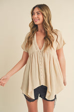 Load image into Gallery viewer, Florise Button Down Linen Babydoll Blouse