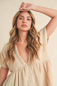 Florise Button Down Linen Babydoll Blouse