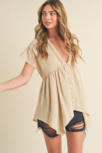 Load image into Gallery viewer, Florise Button Down Linen Babydoll Blouse