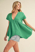 Load image into Gallery viewer, Florise Button Down Linen Babydoll Blouse