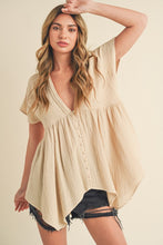 Load image into Gallery viewer, Florise Button Down Linen Babydoll Blouse