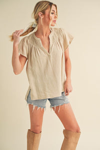 Thia Embroidered Short Sleeve Top