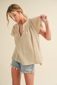 Thia Embroidered Short Sleeve Top