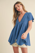 Load image into Gallery viewer, Florise Button Down Linen Babydoll Blouse