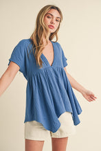 Load image into Gallery viewer, Florise Button Down Linen Babydoll Blouse