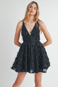 Sierra Tulle Flare Mini Dress - Black