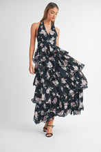 Load image into Gallery viewer, Miranda Halter Ruffle Tier Maxi Dress - Black