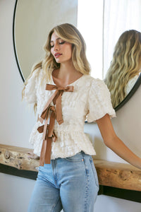 Vienna Bow Tie Front Babydoll Blouse, Preorder