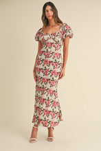 Load image into Gallery viewer, Brielle Puff Sleeve Floral Mermaid Midi Dress - Rose