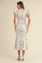 Load image into Gallery viewer, Samira Puff Sleeve Floral Mermaid Midi Dress - Blue