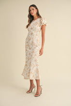 Load image into Gallery viewer, Samira Puff Sleeve Floral Mermaid Midi Dress - Yellow