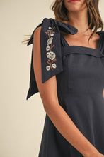 Load image into Gallery viewer, Rowan Embroidered Ribbon Tie Maxi Dress - Navy