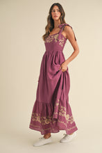 Load image into Gallery viewer, Eliana Embroidered Floral Tiered Maxi Dress - Magenta