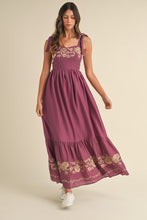 Load image into Gallery viewer, Eliana Embroidered Floral Tiered Maxi Dress - Magenta