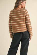 Load image into Gallery viewer, Mari Open Tie Front Stripe Cardigan Sweater, Preorder