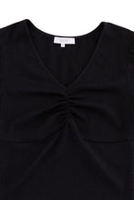 Load image into Gallery viewer, Shirred V neck top with puff sleeves