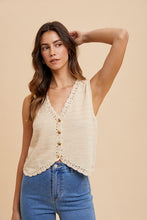 Load image into Gallery viewer, Irene Crochet Button Down Sweater Vest