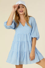 Load image into Gallery viewer, Gingham checked tiered dress