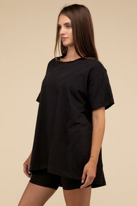 Cotton Drop Shoulder Oversized Top