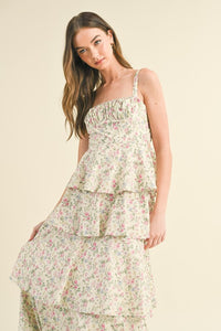 Fiona Tiered Floral Open Back Maxi Dress