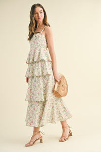 Fiona Tiered Floral Open Back Maxi Dress