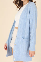 Load image into Gallery viewer, Wool blended cable knitted cardigan