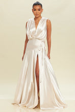 Load image into Gallery viewer, Tilaya Asymmetrical Satin Gown - Champagne