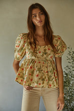 Load image into Gallery viewer, Wild Sunflower Babydoll Open Tie Back Blouse